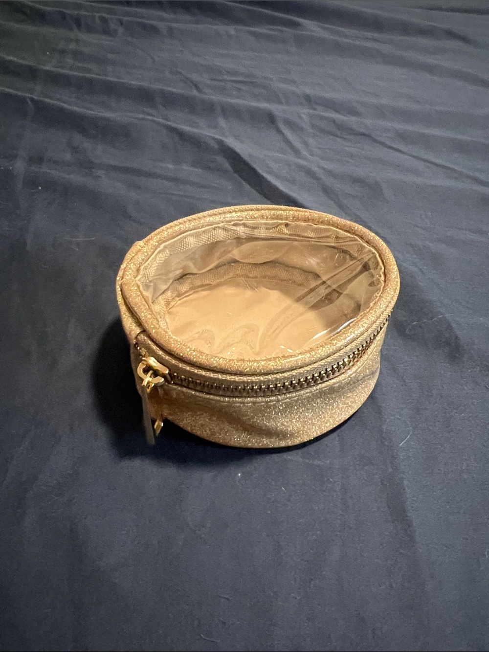 Gold Glitter Round Jewelry Case with Clear Top (OR Free with any purchase)